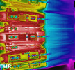 Thermal image showing sensor modules and barrels mounted on the dome