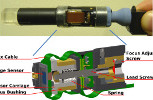 Assembled Aware 2 micro-camera and cross-section view
